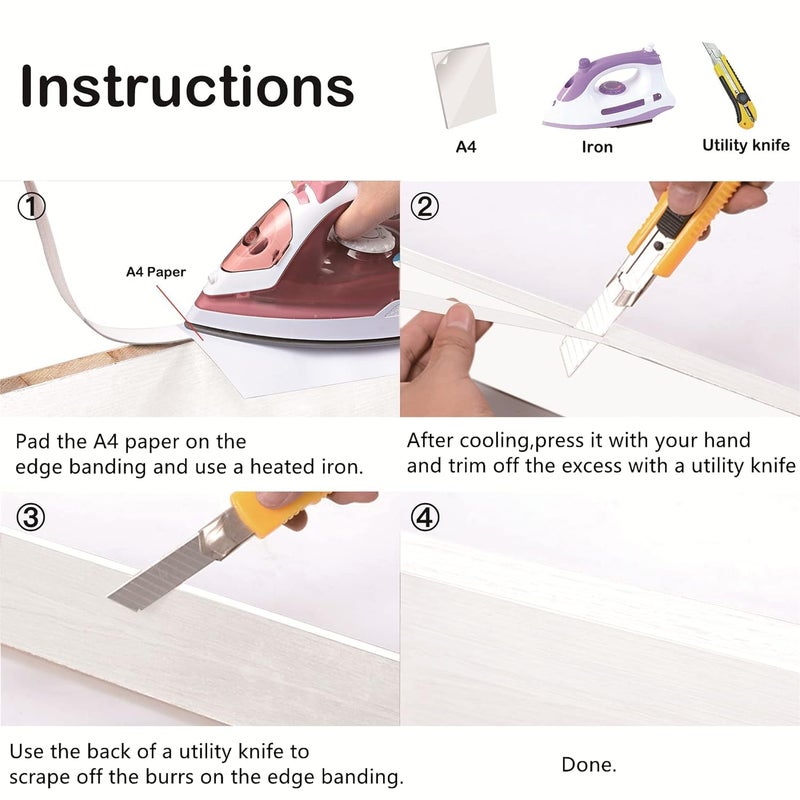ZYJT PVC Black Edge Banding, 3/4 inch x 50ft roll of Veneer Edge Banding Pre-glued Flexible Edging, Tape Banding on with Hot Melt Adhesive Easy Application for Cabinet - Image 5